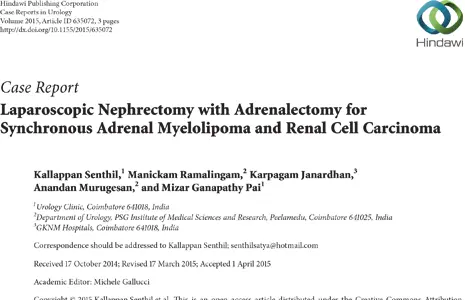 Laparoscopic Nephrectomy with Adrenalectomy for Synchronous Adrenal Myelolipoma and Renal Cell Carcinoma.