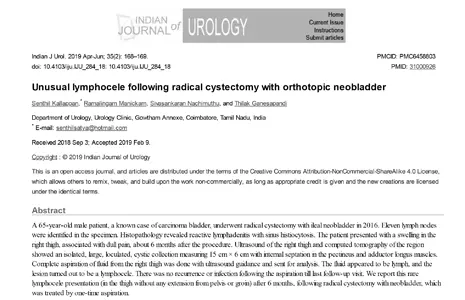 Unusual lymphocele following radical cystectomy with orthotopic neobladder
