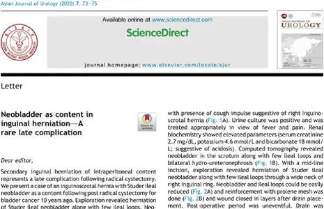 Neobladder as content in inguinal herniationd - A rare late complication