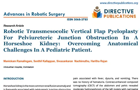 Robotic Transmesocolic Vertical Flap Pyeloplasty For Pelviureteric Junction Obstruction In A Horseshoe Kidney: Overcoming Anatomical Challenges In A Pediatric Patient.